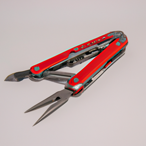 A versatile multi-tool with pliers, knives, and screwdrivers